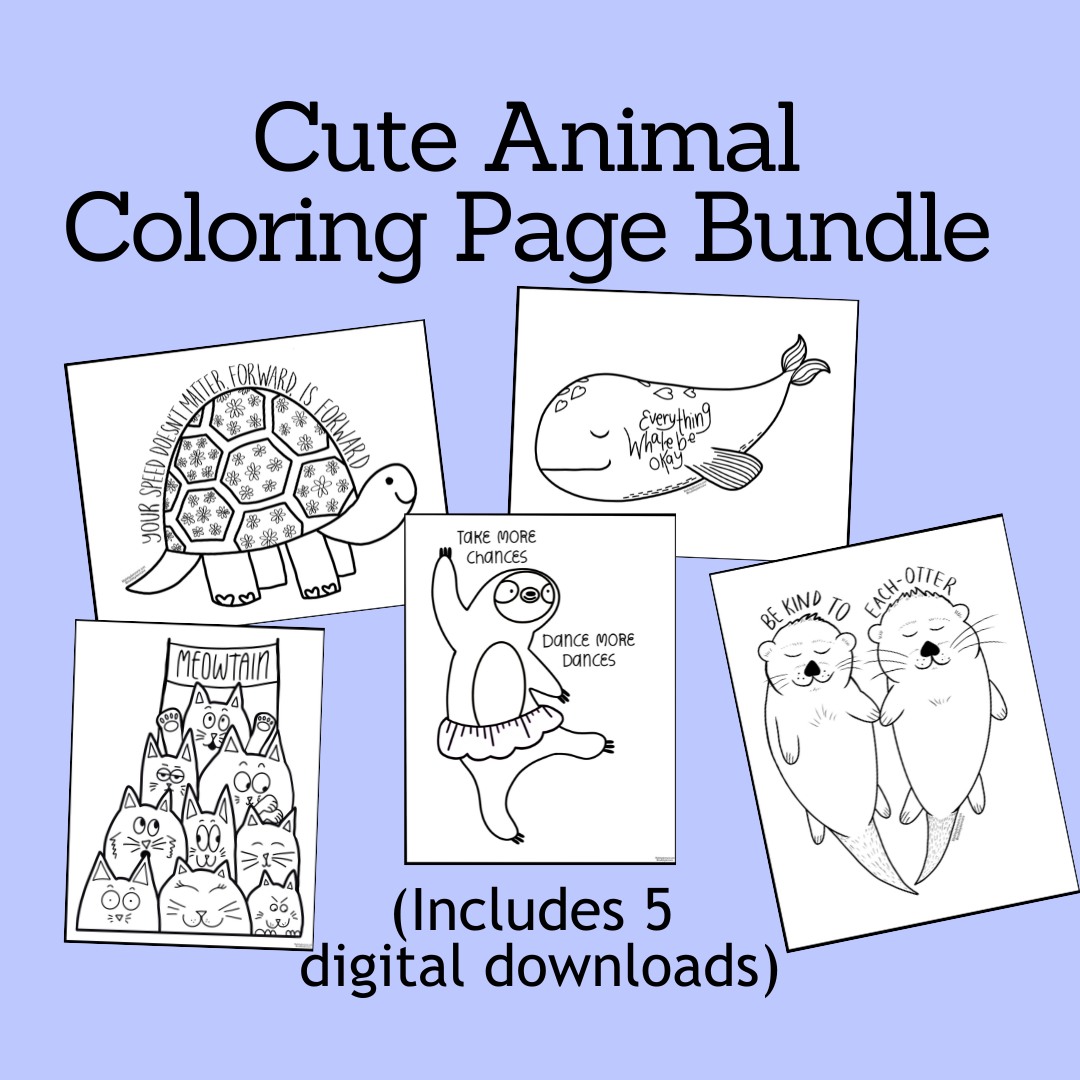 Cute Animal Coloring Page Bundle (Digital Download)