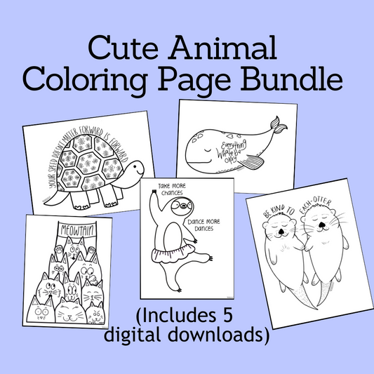 Cute Animal Coloring Page Bundle (Digital Download)