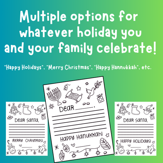 "Dear Santa", "Dear ____", Holiday Letter and Coloring Page Bundle