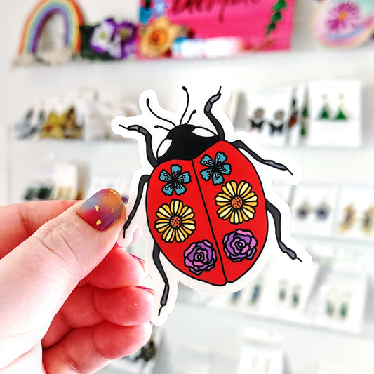 Floral Ladybug Sticker