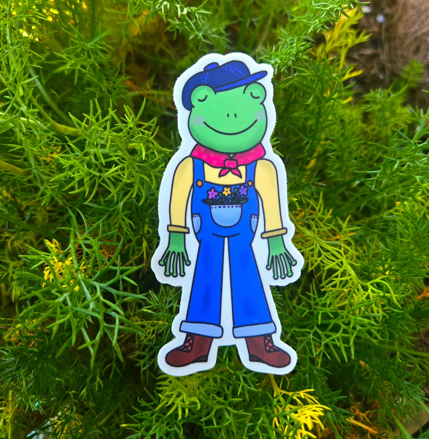 Froggy in Overalls Sticker