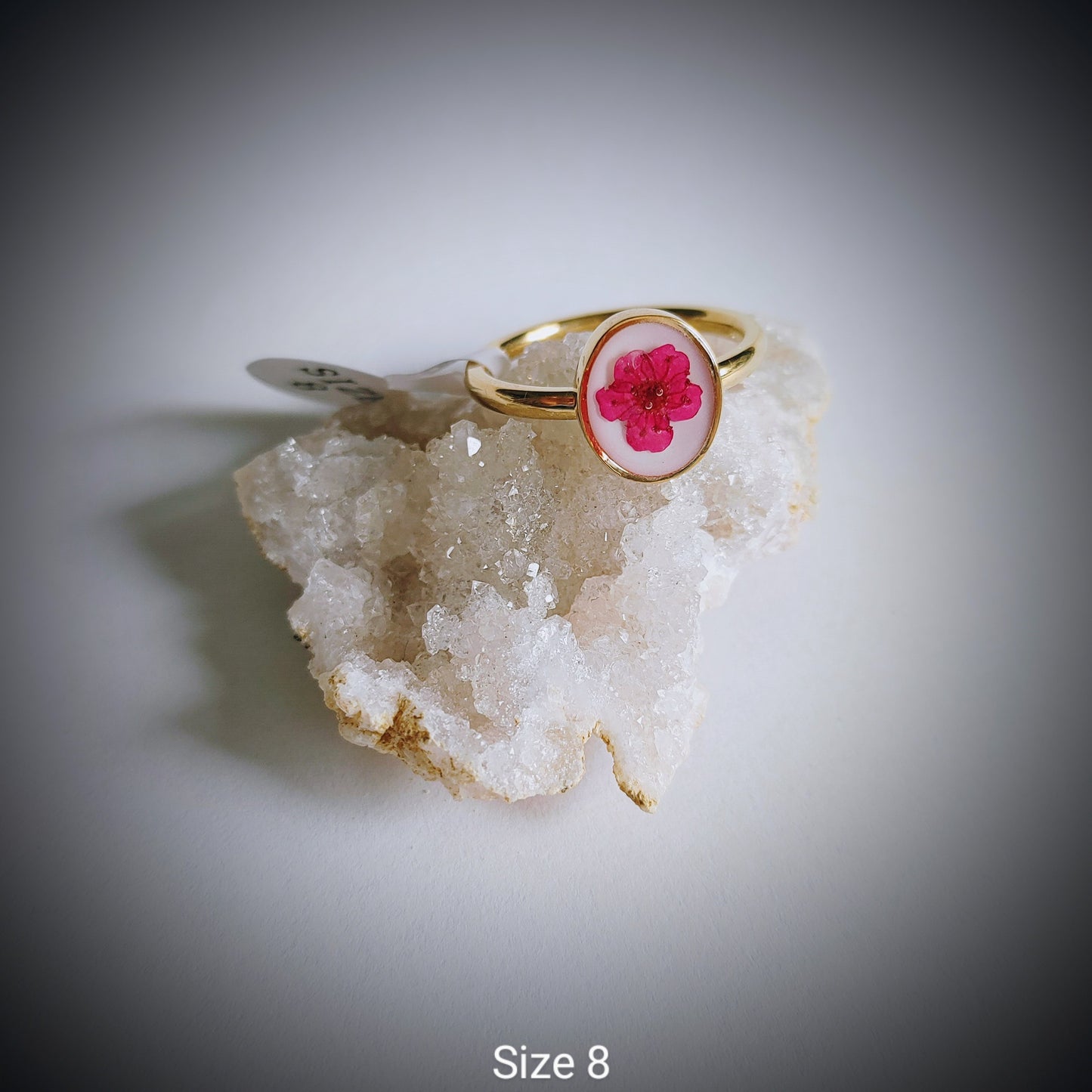 Size 8- Gold- Fuschia Ring