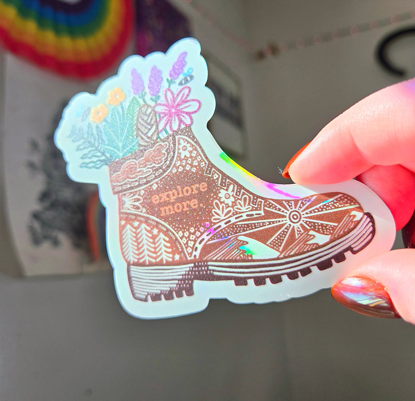 Hiking Boot Sun Catcher Decal