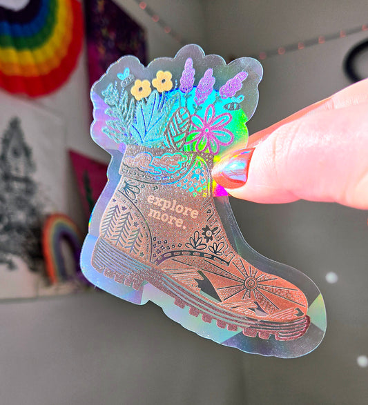 Hiking Boot Sun Catcher Decal