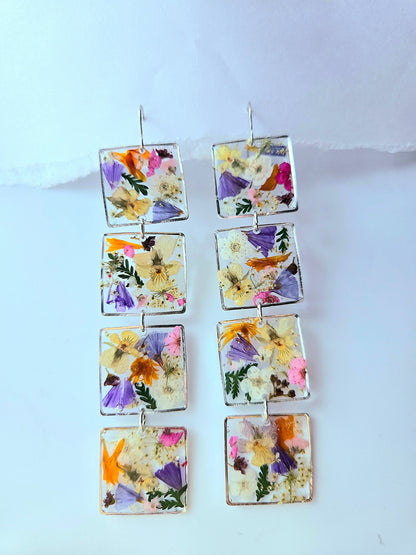 Floral Frame Dangle Earrings