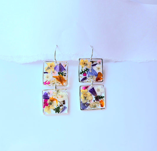 Floral Frame Dangle Earrings