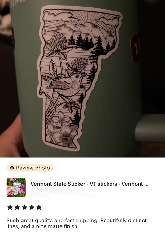 Vermont State Sticker (Black and White)