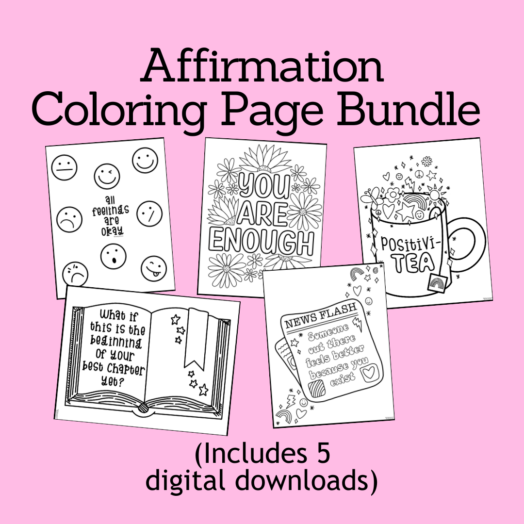 Affirmation Coloring Page Bundle (Digital Download) – madebydeemarie