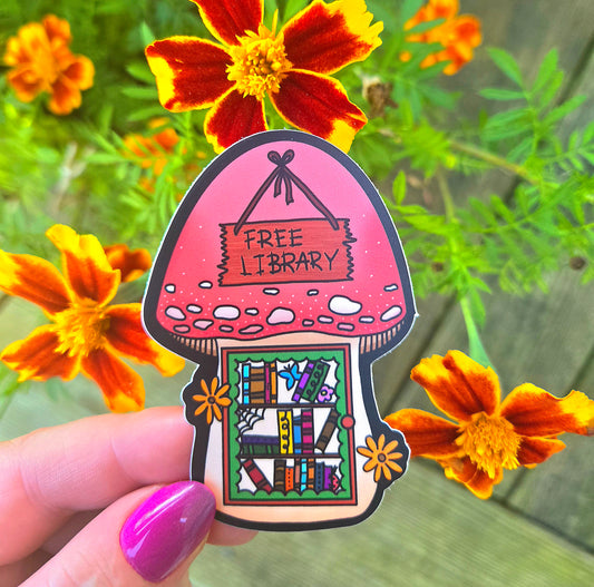 Mushroom Free Library Sticker