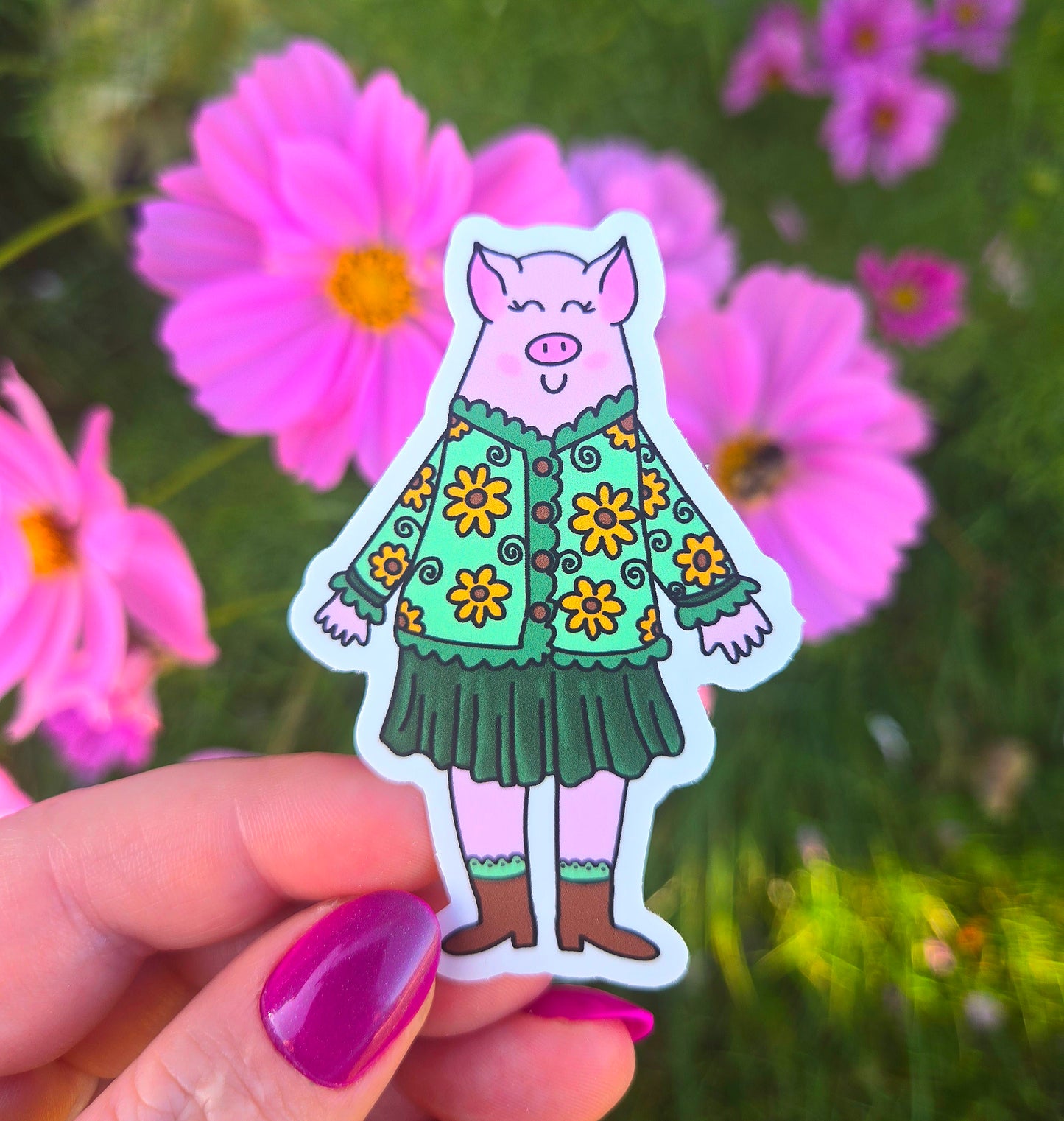 Fall Fashion Piggy Sticker