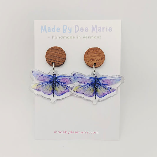 Purple Dragonflies on Wooden Studs