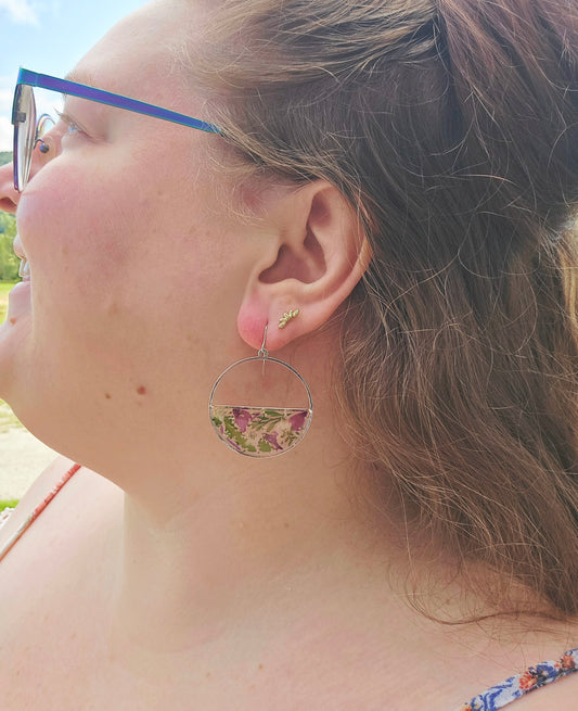 Floral Half Moon Dangles