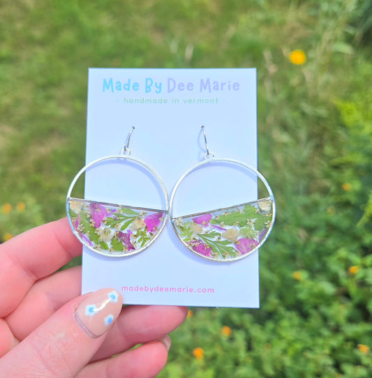 Floral Half Moon Dangles