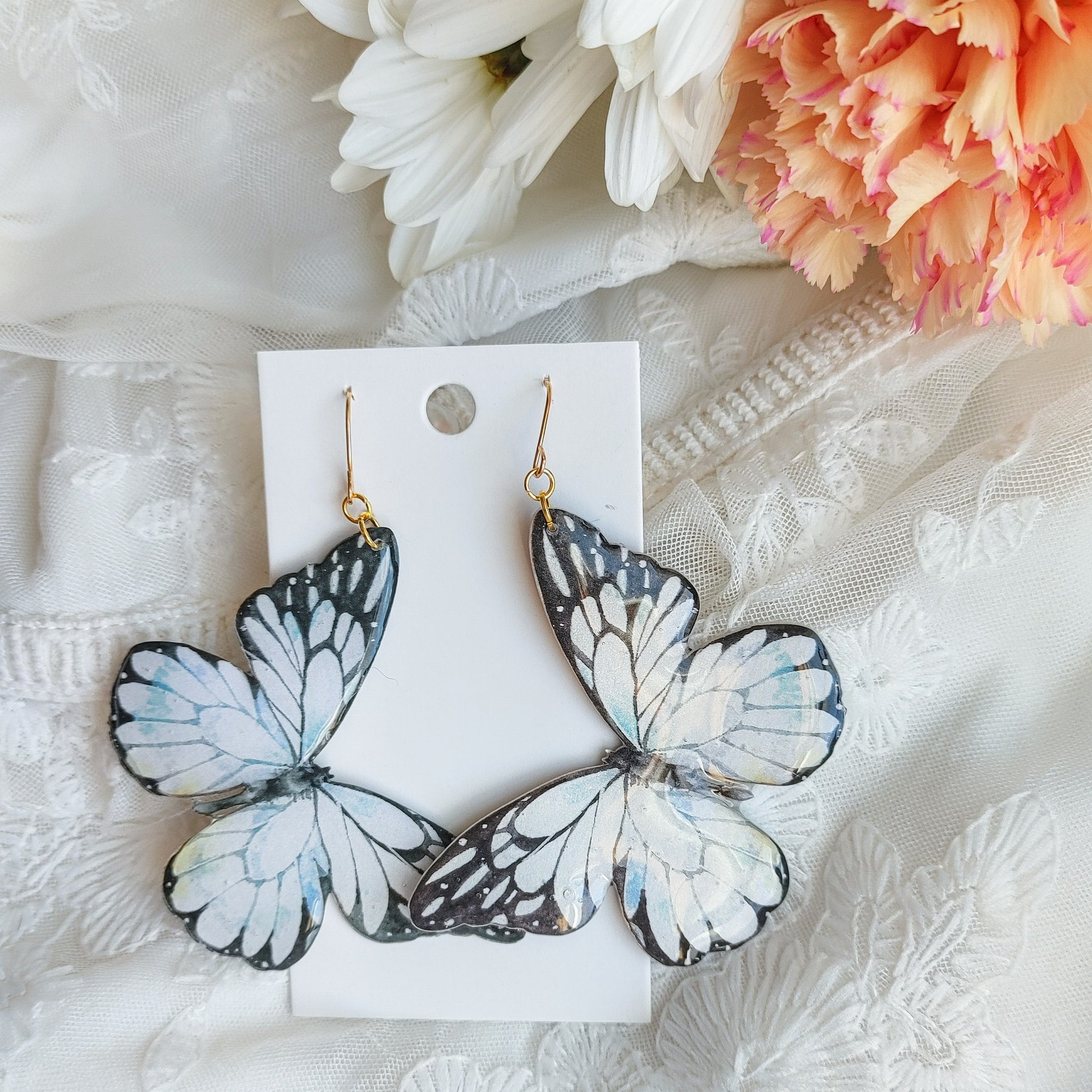 150-4104 - 18k White Gold Diamond Butterfly Earrings – H.L. ...