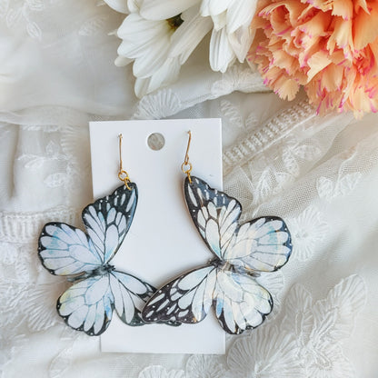 Lilylin Designs Gray Crystal and Black Butterfly Stud Pierced Earring