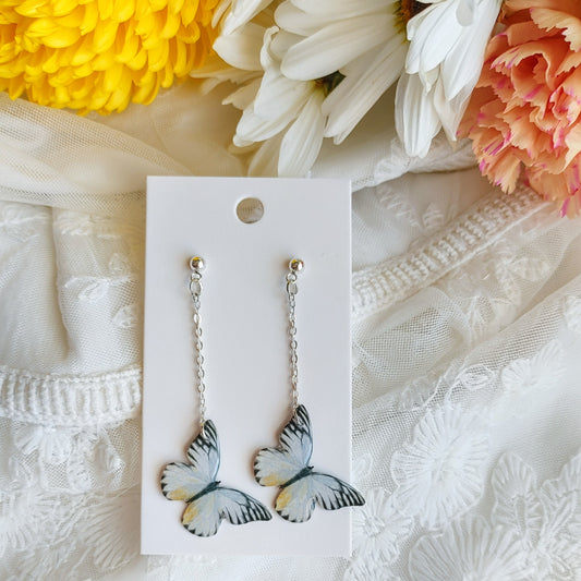 Crystal Pearl Inlaid Butterfly Earrings – ArtGalleryZen