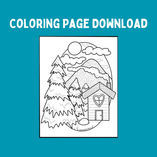 Peaceful Cabin Coloring Sheet (Digital Download)