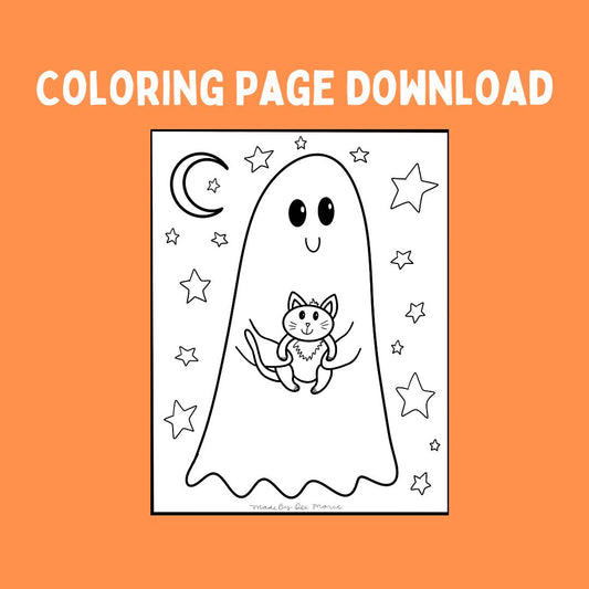 Ghost And Kitty Coloring Page (Digital Download)