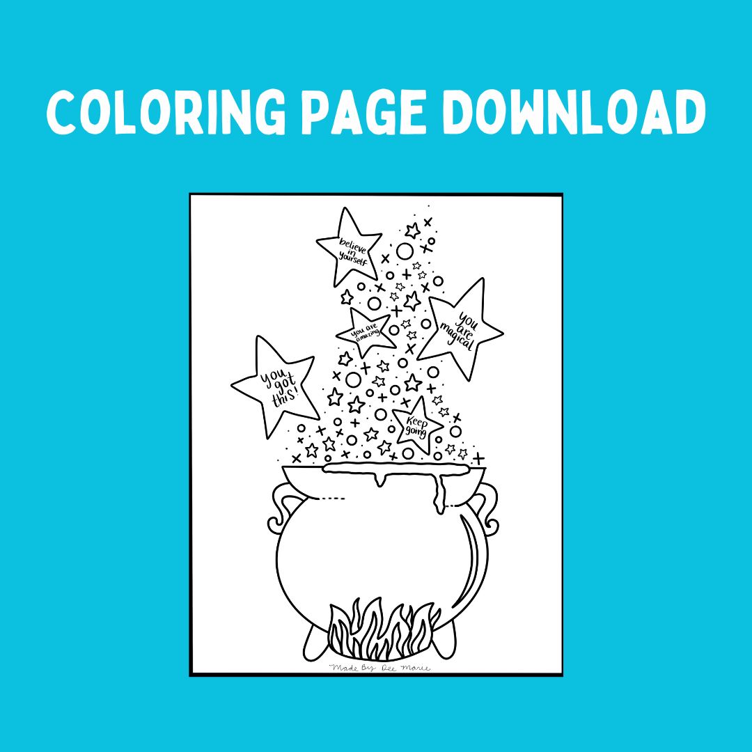 Witch's Happy Brew Coloring Page (Digital Download)