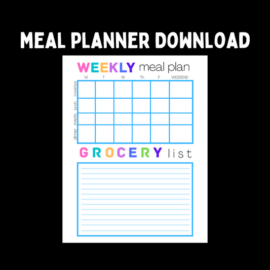 Weekly Meal Plan with Grocery List Printable (Digital Download)